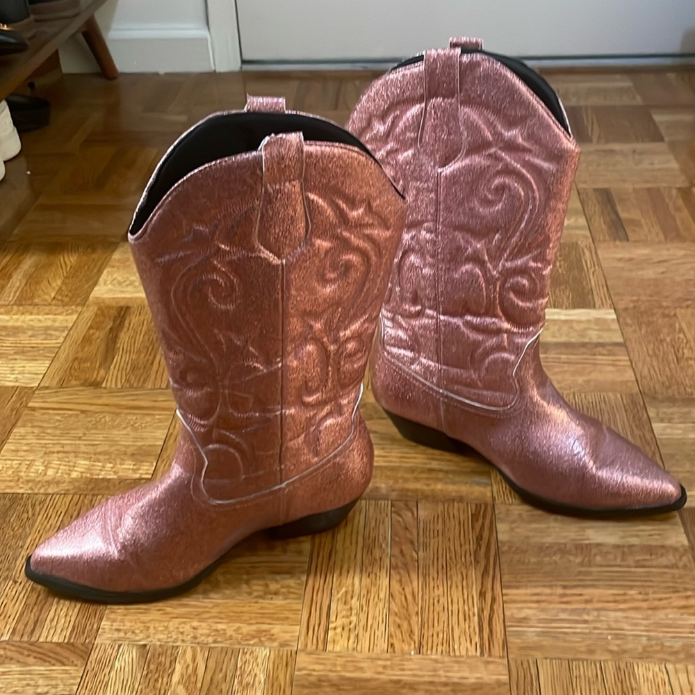 Glitter Pink Cowboy boots - size 10W ASOS